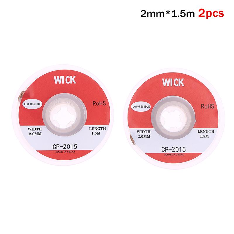 2Pcs 1.0/1.5/2.0/2.5MM 1.5M Welding Wires Desoldering Braid Solder Remover Wick Wire Welding Tin Sucker Repair Tool