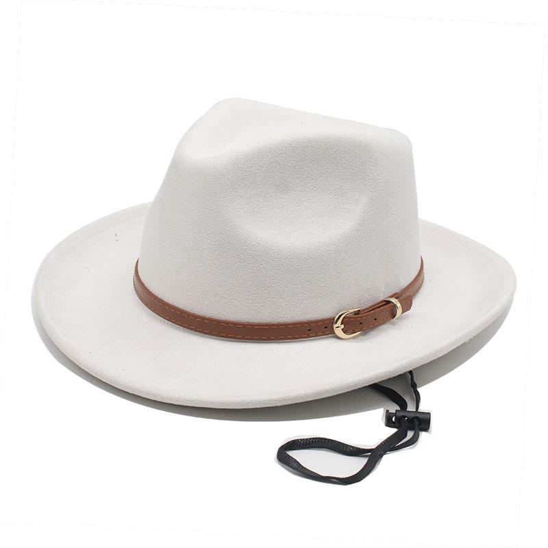 New Suede Upturned Edge Western Cowboy Hat Men's and Women's Outdoor Travel Hat Rolled Brim Ethnic Style Top Hat Felt Hat