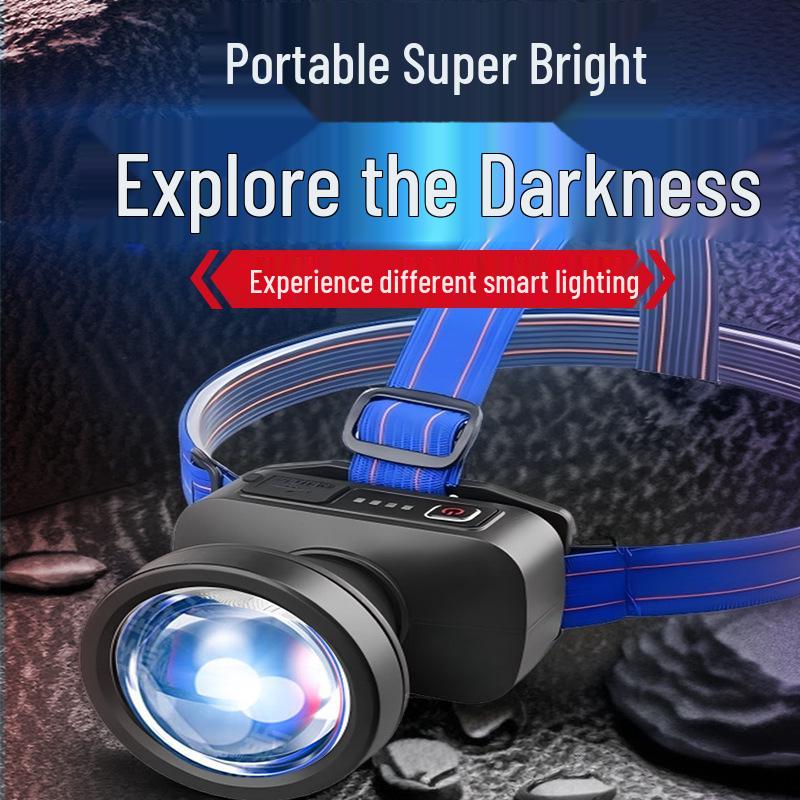 LED Waterproof Headlamp for Night Riding, Fishing, and Work - USB Rechargeable, Multifunctional