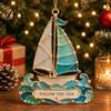 Ornament for Holiday Trees Handmade Sea Glass Coastal Christmas Ornaments, Turtle Seahorse Starfish Modern Home Decor Sailboat Beach Hanging