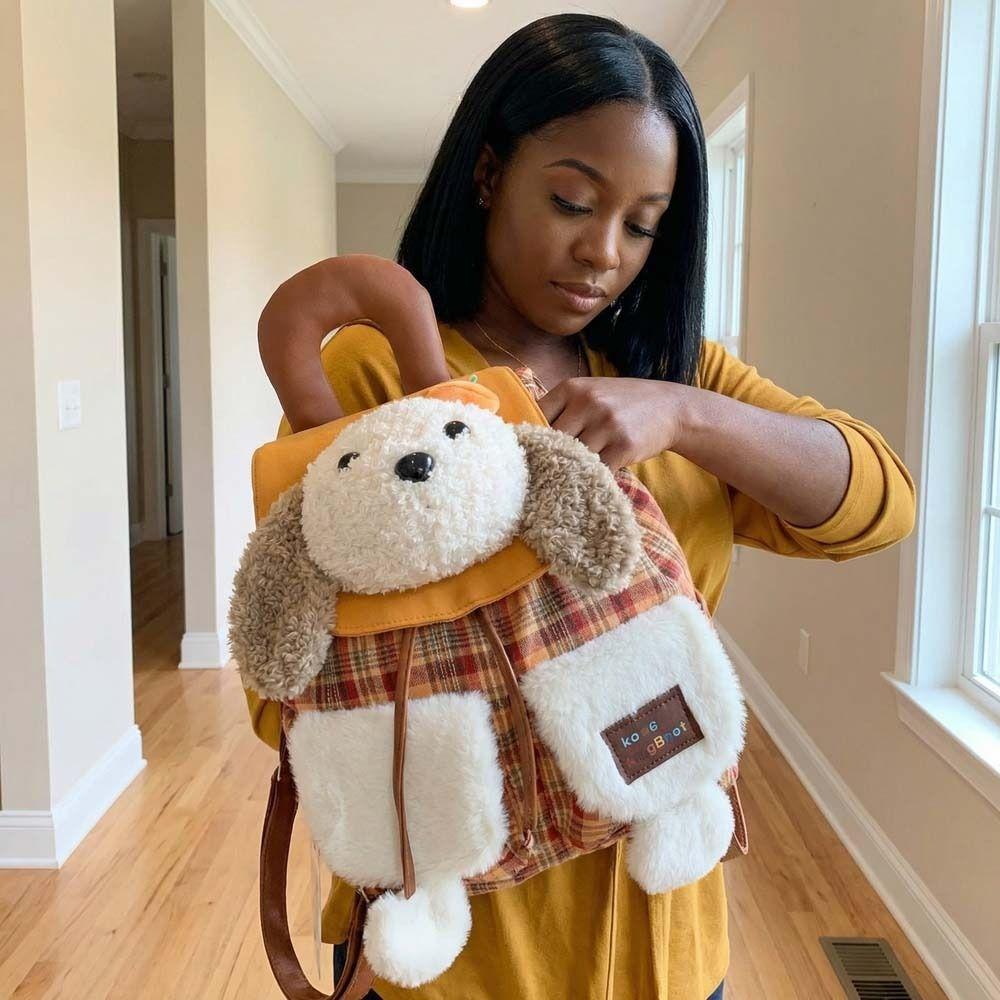 Large Capacity Cartoon Dog Backpack Adjustable Straps Animal Shoulder Bag Gift
