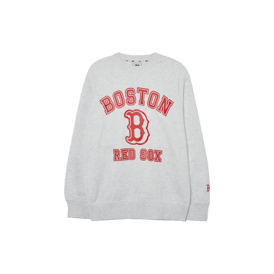 MLB Boston Red Sox Sweatshirts Unisex Gray Crew Neck Moderate Regular 3AMTV0131-43MGL S
