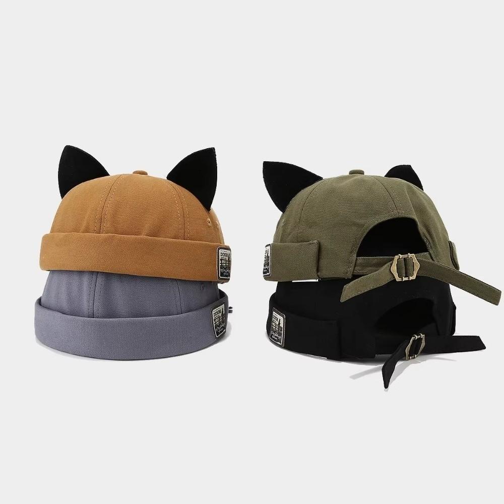 Adjustable Cat Ears Brimless Hat Cute Woman's Landlord Hat Simple Bucket Cap Casual Wear