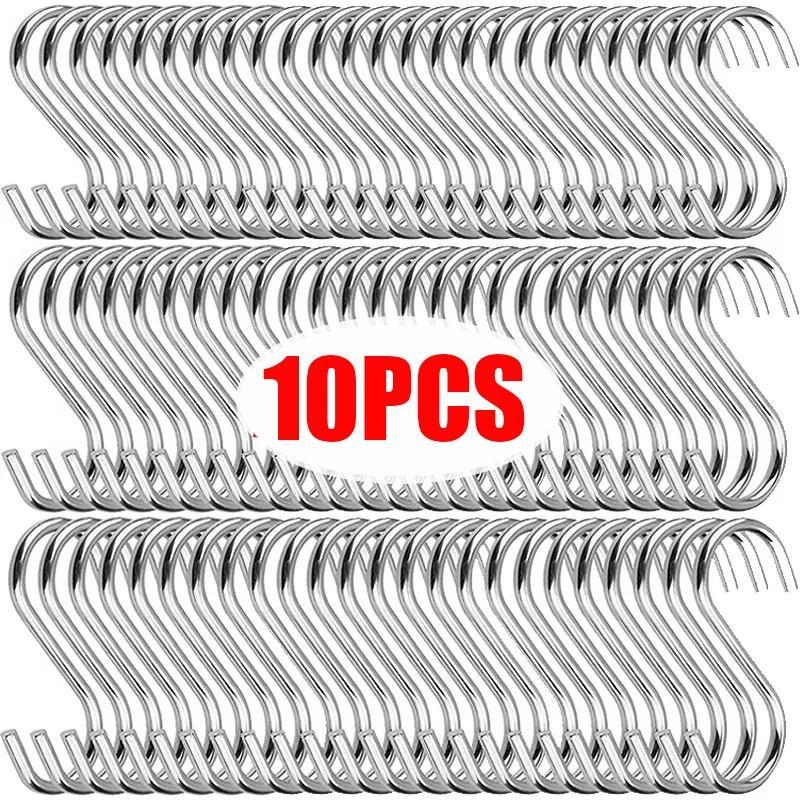 

10 шт. S-образных крючков из нержавеющей стали, многофункциональные крючки для подвешивания одежды, сумок, полотенец, домашних держателей 10pcs