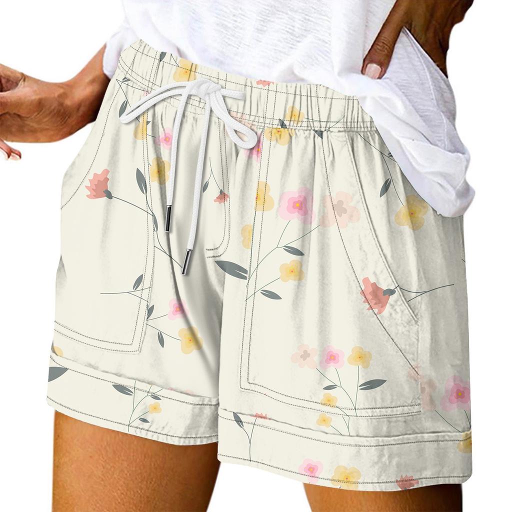 Damen Casual Sommer Elastische Strandshorts Print Casual Shorts