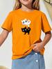 Funny Stretching White Cat Standing On Black Cat Graphic T Shirt Boys Girls Casual Short Sleeve Family Matching Kids Cotton Tee