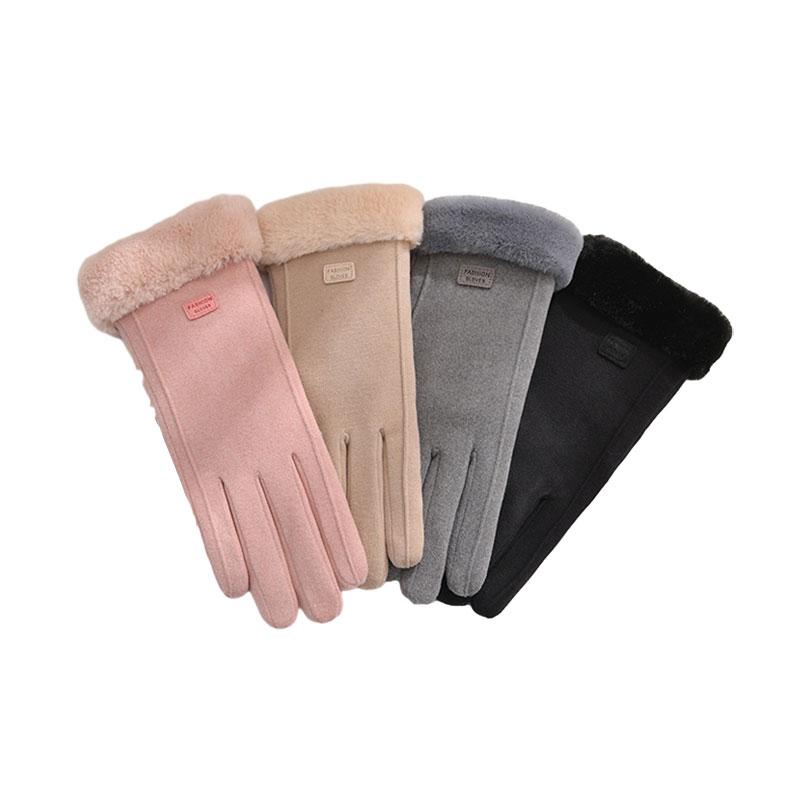 Gloves winter women's velvet thickened warm cute suede women's riding cold-proof cycling windproof touch screen winter