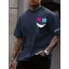 Men's Fashion Skeleton and Flower Happy Face Printed T-shirt Men's Casual Street Style Skeleton T-shirt Versatile Short Sleeve T