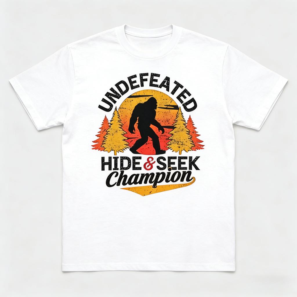 Funny Undefeated Hide  Seek Champion Sasquatch Vintage Mens Tshirt Streetwear Cotton Harajuku Tee Women Sleeve Oversized Tops