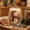 Conjunto Elegante de Taças de Vinho Caneca Criativa Transparente com Padrão de Papai Noel, Xícaras de Chá Estéticas de Natal em Relevo 3D, Bebendo com Meias de Guirlanda de Árvore