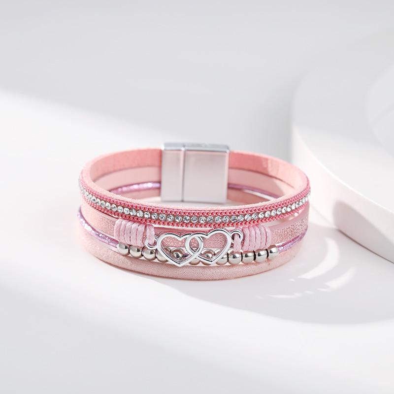 Multi Layer Leather Bracelet for Women Heart Accessories  Stylish Ladies Hand Jewelry Gift