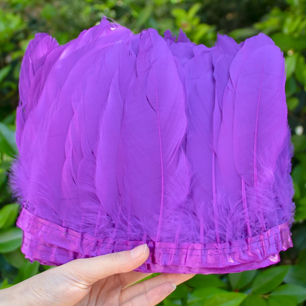 2 Meter Natural Dyed Goose Feather Trim Fringe Ribbon for Wedding Decor Costume Accessories DIY Crafts Gift Wrapping Supplies