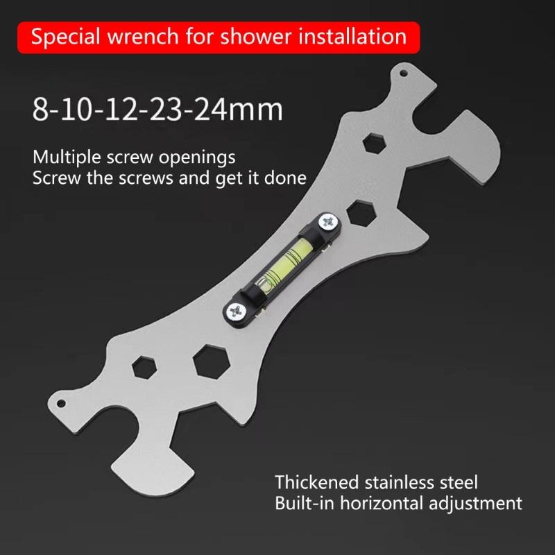 Curved Level Ruler Special Wrench for Shower Bathroom Distance Measuring Ruler for Shower Faucet Bathroom Maintenance