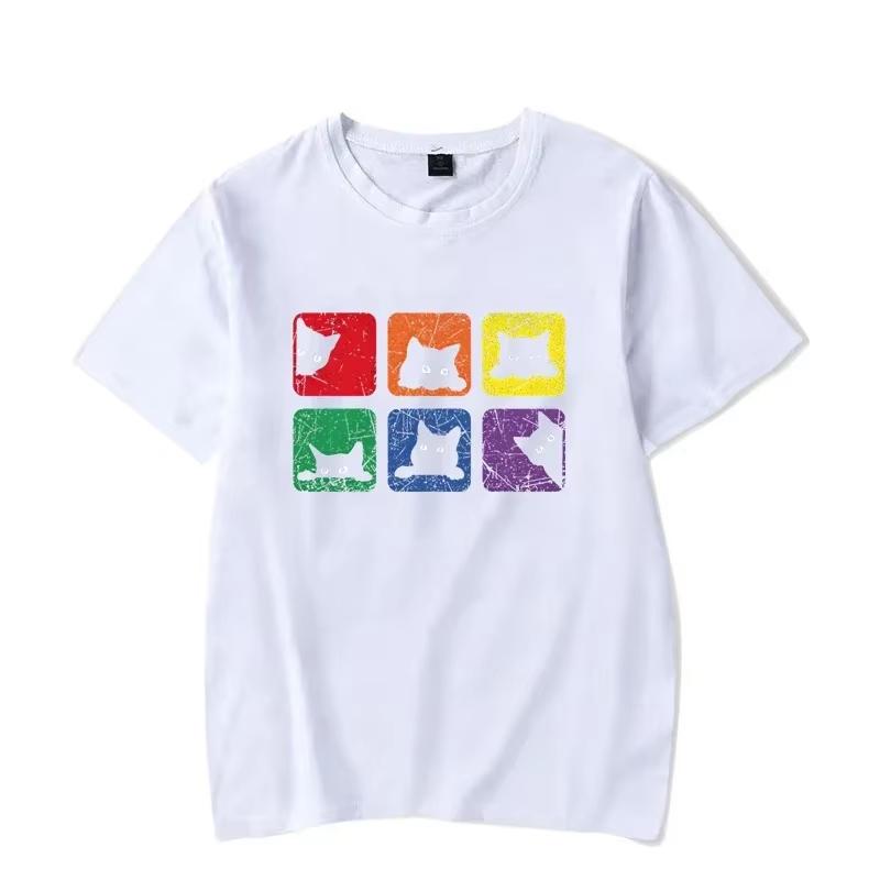 Pride Cat Lover Unisexs Tshirt Harajuku Graphic Tees Short Sleeve Streetwear Vintage Fashion Trend Heavyweight Male Tops Shirts
