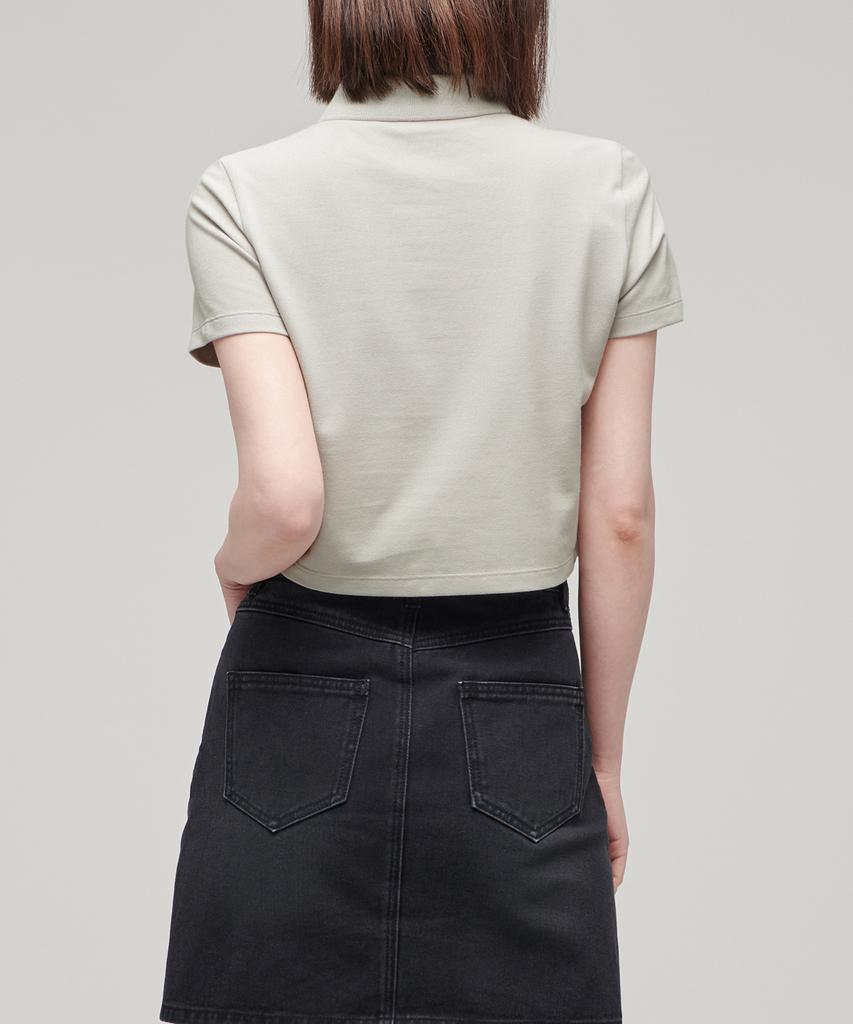 MUSINSA STANDARD WOMAN [Cooltandard] Women'S Crop Pique Polo Shirt [Mushroom]