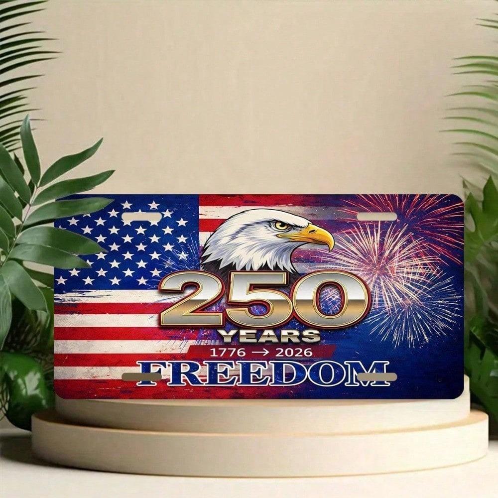 1776-2026 USA Patriotic License Plate 5.9x11.8in, 250th Anniversary Aluminum Auto Tag, Rustproof Front Mount Gift for Car Truck SUV