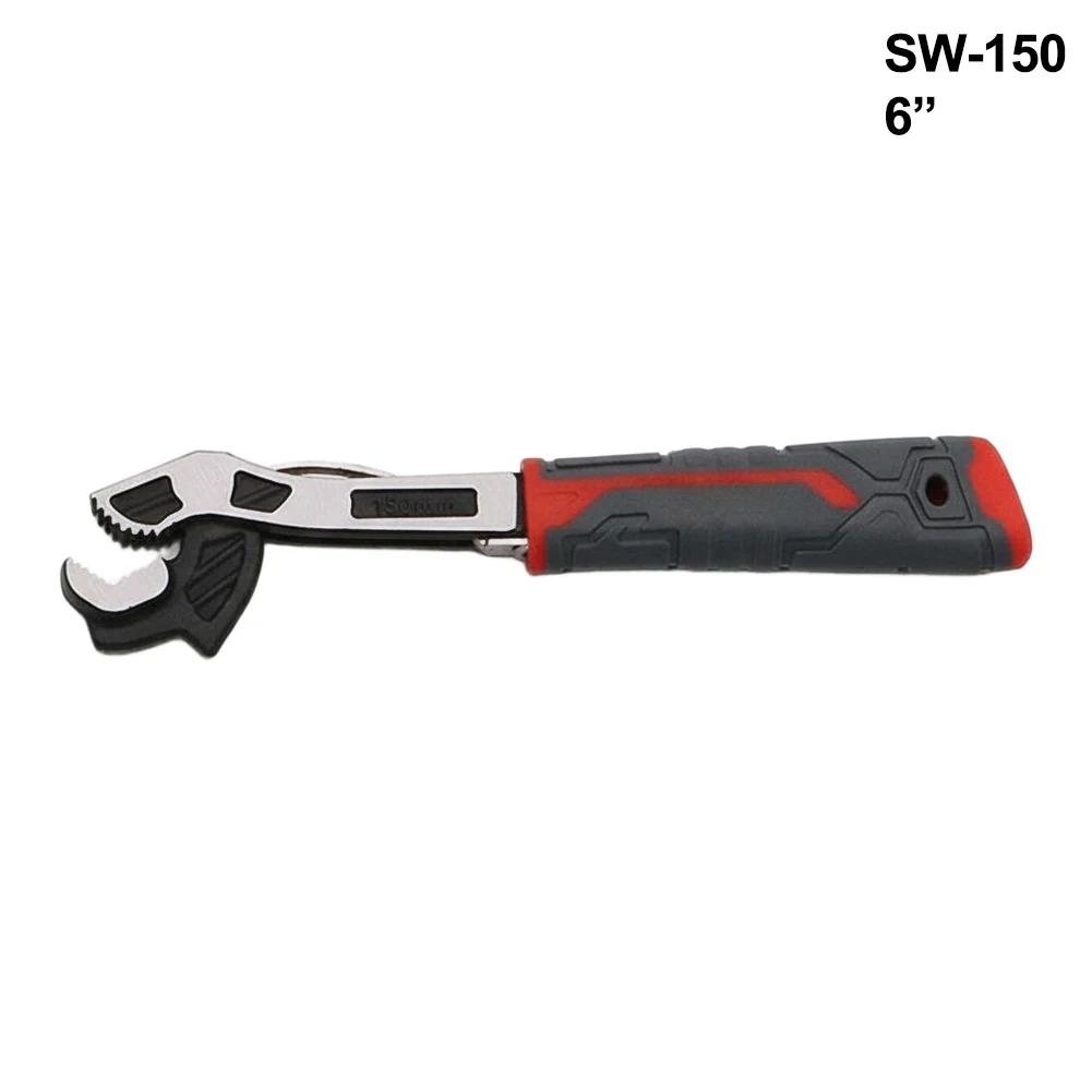 Самозажимной регулируемый гаечный ключ с прочной конструкцией и нескользящей эргономичной рукояткой для надежного и легкого затягивания