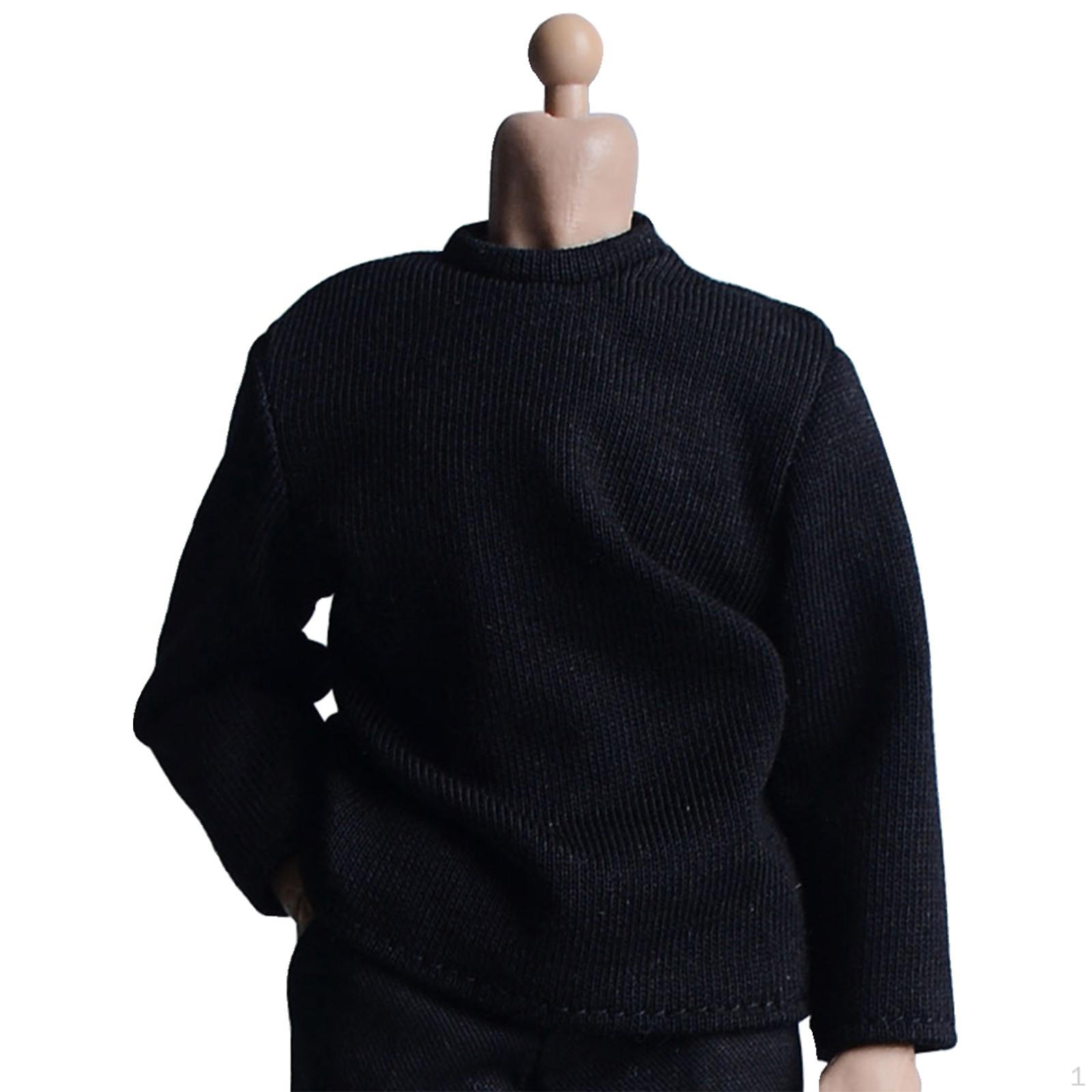 

1/12 Костюм рубашки с длинным рукавом Маленькая кукла ручной работы Повседневный базовый топ-пуловер для 6 дюймов чёрный