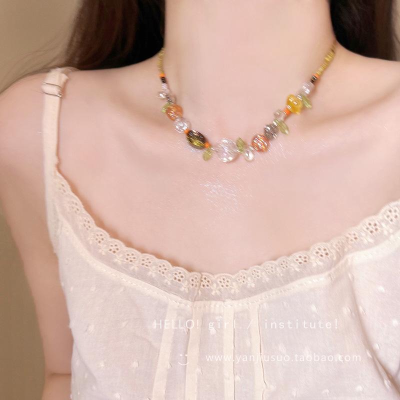

Summer small fresh dopamine atmosphere necklace women fashion temperament sweet design personality collarbone chain