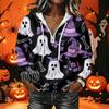 Women's Long Sleeve Pullover Hoodie with Halloween Print