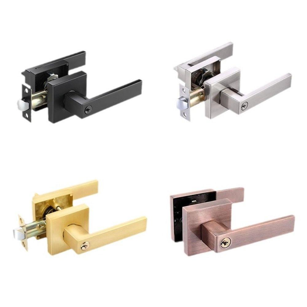 Aluminum Alloy Three-Bar Door Lock Square Furniture Hardware Three-pole Handle Lock Privacy with Keys