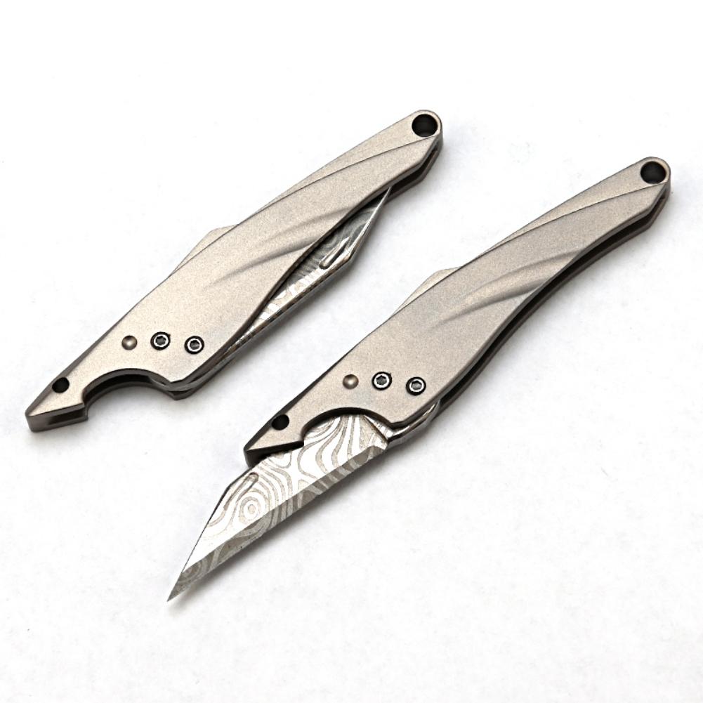 Portable Titanium / Brass / Aluminum Mini Pocket Knife Camping Outdoor Survival Fodiing Knife Keychain EDC Gadgets