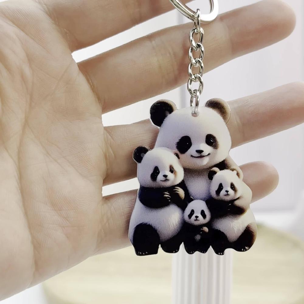 2d flat acrylic keychain pendant, Christmas decorative chain, flat decorative pendant pendant  red panda family photo pendant acrylic keychain pendant