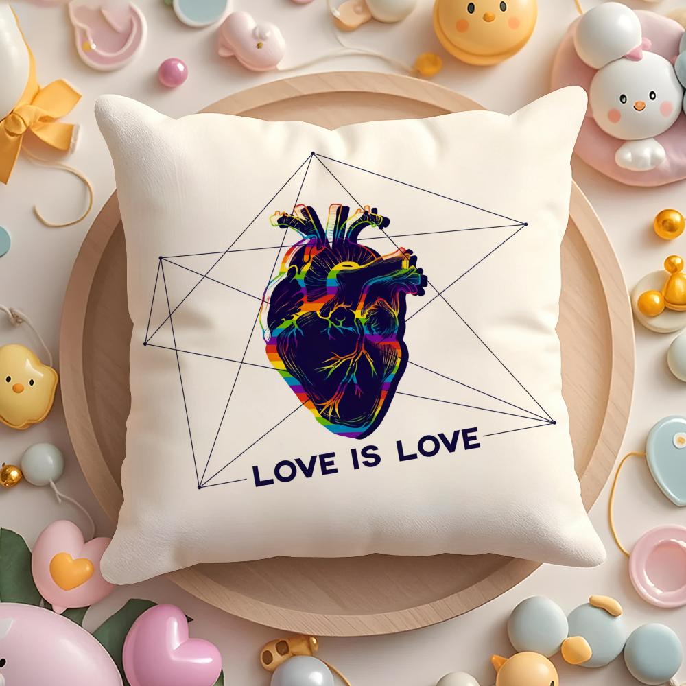 Heart Art Cushion Cover Short Plush DoubleSided Printing Home Machine Washable In Warm Winter Pillow Cover