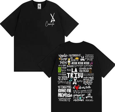 Singer Camilo La Tribu Album Letters Printed T Shirt Unisex Fashion Vintage Gothic T-shirts Men High Quality 100% Cotton T-shirt