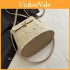 Summer Straw Weave Bucket Bag With Lace Flowers For Casual Daily Use