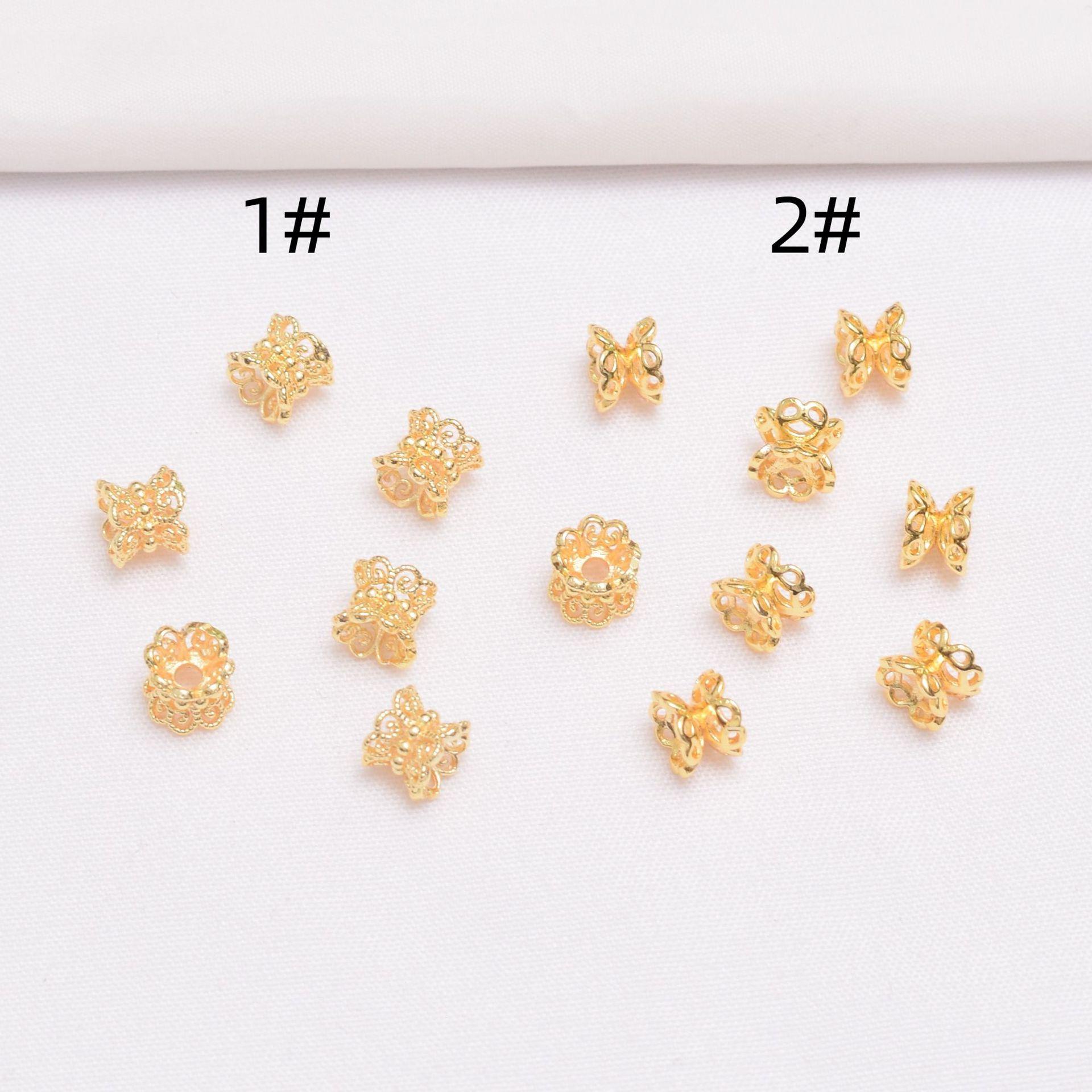 

10 шт. 18-каратного золота, сохраняющего цвет, двухсторонний поднос для цветов, браслет ручной работы, колпачок для перегородки, бисерный материал, двухсторонний поднос для цветов с лепестками T93 1#