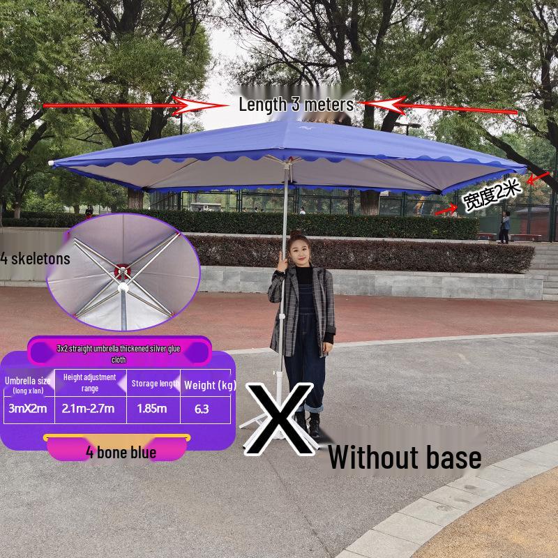 Large Outdoor Rectangular Sunshade Umbrella - Commercial Folding Awning for Courtyard