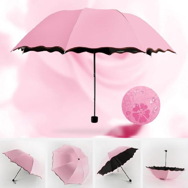 Blühender im Wasser Regenschirm 3-fach faltbare Sonnenschirme Tragbare Sonnenschirme für Reisen und Outdoor-Aktivitäten Damengeschenk