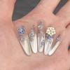 Blue & White Porcelain Style Wearable Manicure: Gold Inlay, Exquisite Cat Eye Design, Long-Lasting, High-Grade, Removable