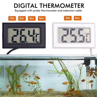 Mini Digital LCD-termometer med sond, inomhus, bekväm temperatursensor för akvarium, fiskbehållare, hem, kylskåpstermometer