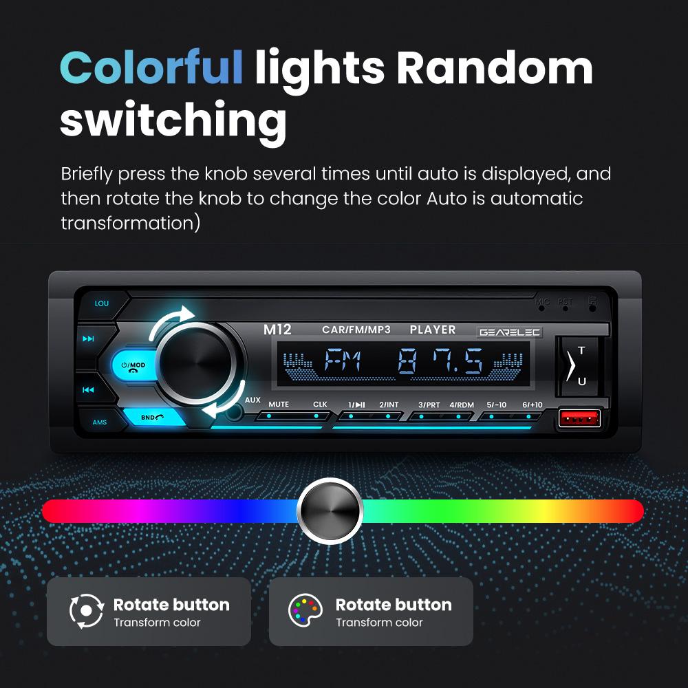 Autoradio Stereo 1DIN Lettore MP3 Bluetooth 60Wx4 Ingresso AUX TF USB Unità Principale Ricevitore