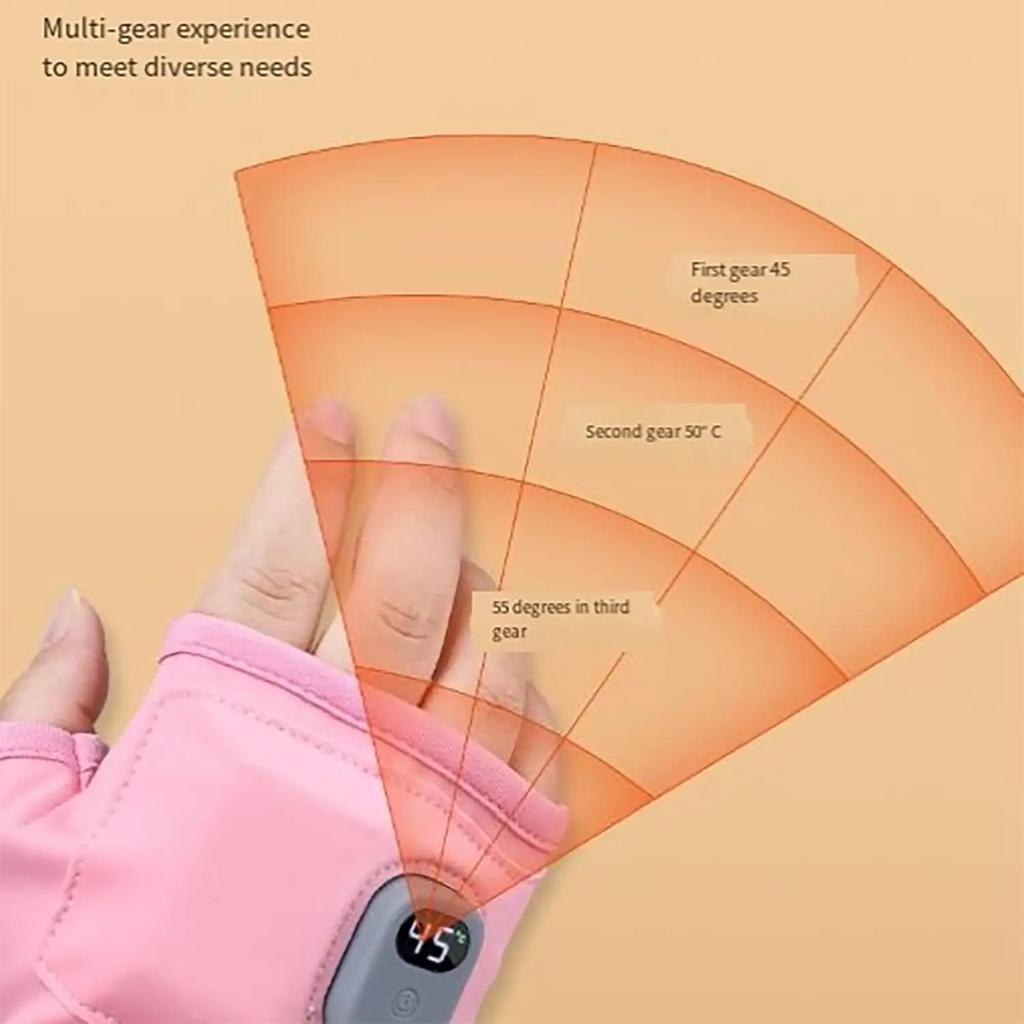 Windproof Rechargeable Heated Gloves 360 Degree Thermal Warm Fingerless for Outdoor Hiking Cycling Winter Sports Heated