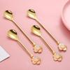 Long Handle Espresso Spoon Cherry Blossoms Ice Spoon Christmas Gifts Tea Spoon  Cocktail