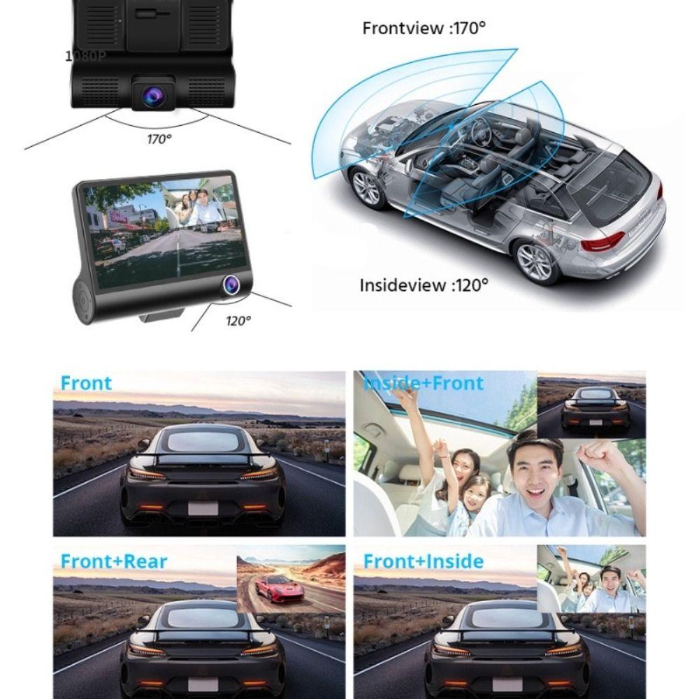 Full HD 3-Lens Dash Cam 1080P Rear Camera Professional Car DVR Recorder for Car