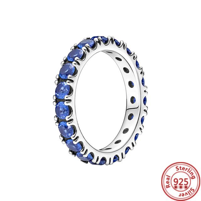 Silver Original Delicate Ring Zirconia Sparkling Row Eternity Round Ring Women European Jewelry DIY