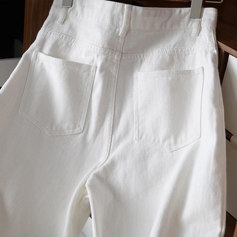 

Женские прямые джинсы с высокой талией, модные уличные, мешковатые, широкие, повседневные, белые, джинсовые брюки, выбеленные, винтажные XS белый