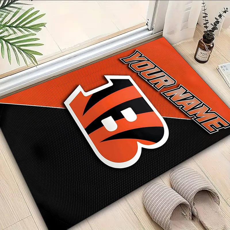 Custom Name Rug Bengals Team Logo Artwork Area Rug Suitable for Indoor And Outdoor,Carpets for Homes, Offices,Living Rooms,Home Decor,Christmas Gift