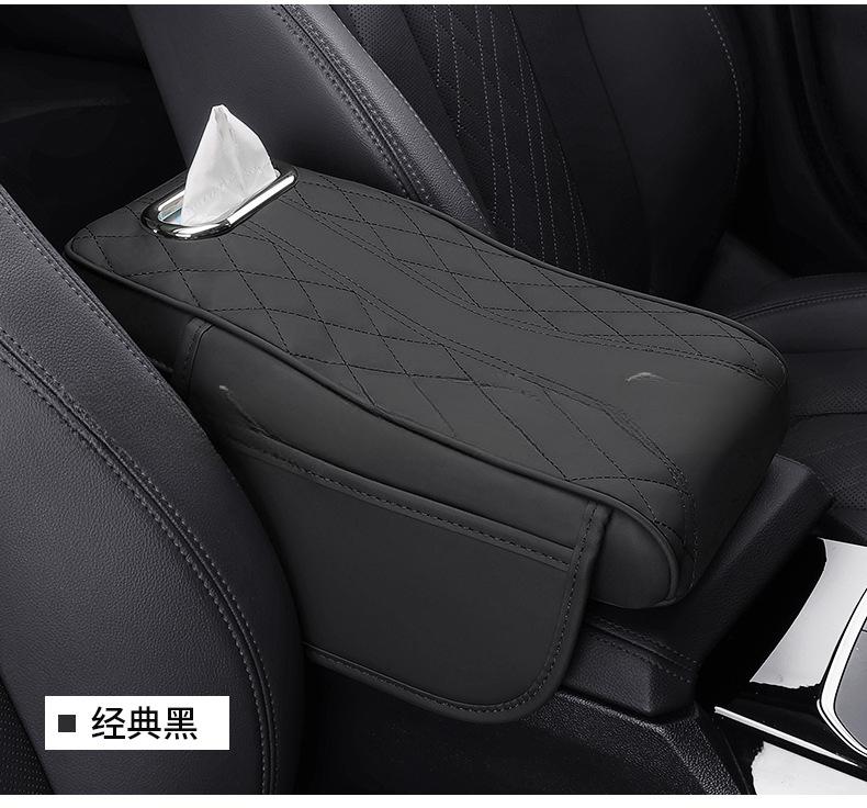 3 In 1 Car Armrest Box Cushion Universal Storage Bag Car Tissue Box Central Elbow Height Pad Multifunctional Tissue Boxes