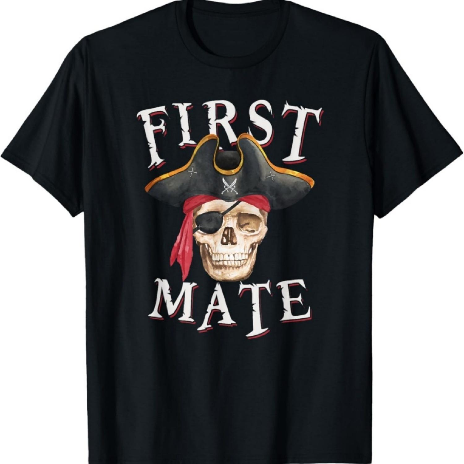 

First Mate Pirate Hat Skull Nautical Sailing T-Shirt XXXXXL чорний