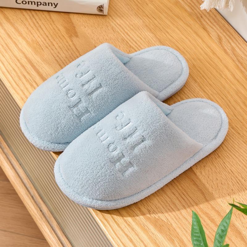 Non-slip Silent Cotton Slippers Men's Autumn and Winter Indoor Home Couple Soft Bottom Comfortable Velvet Warm Four-season Cotton Drag Women