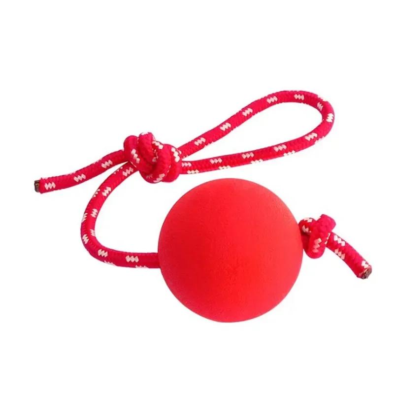 

Игрушка-мяч для собак из твердой резины двойного назначения, прочная жевательная игрушка для собак для тренировок на ловкость на открытом воздухе, с высоким отскоком, прочная собака с веревкой Dia. 5cm красный