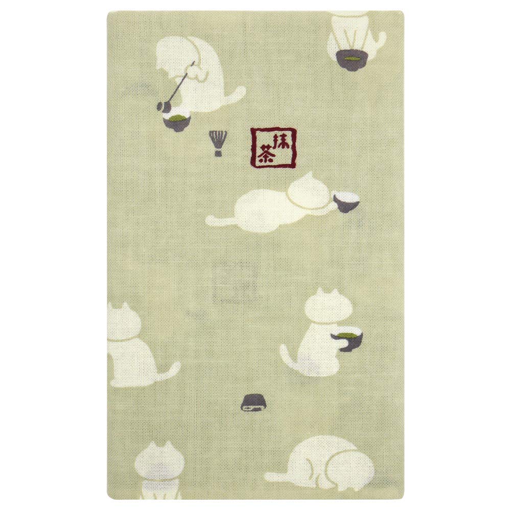 Hamamonyo Tenugui hand Matcha Cat (Japanese towel) -