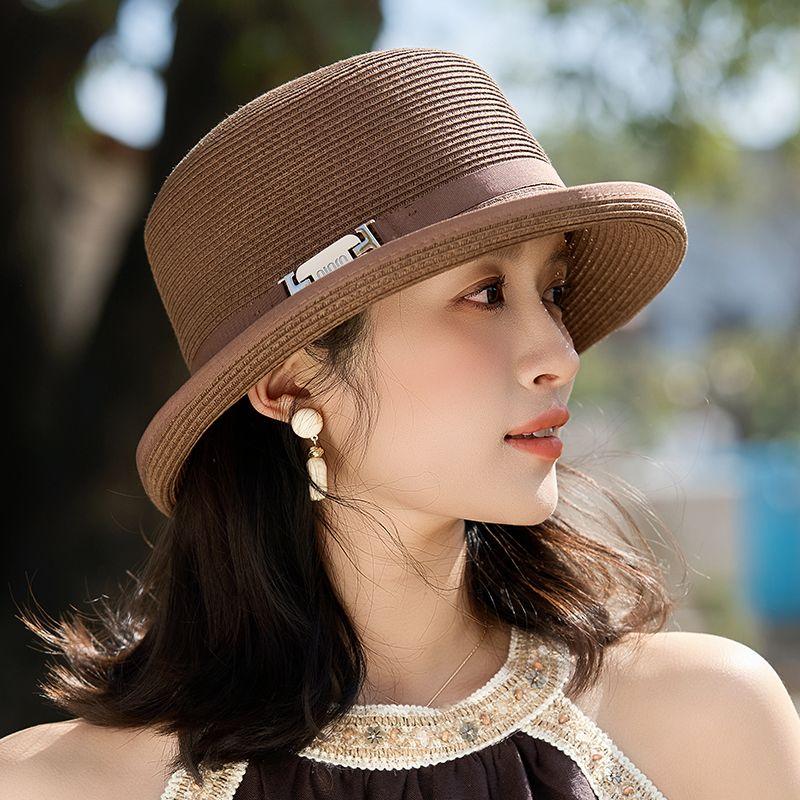 Straw Hat New Sunshade Summer Fashion Curling Top Hat Bucket Hat Travel Sun Protection Sun Hat Outdoor Sun Hat Women