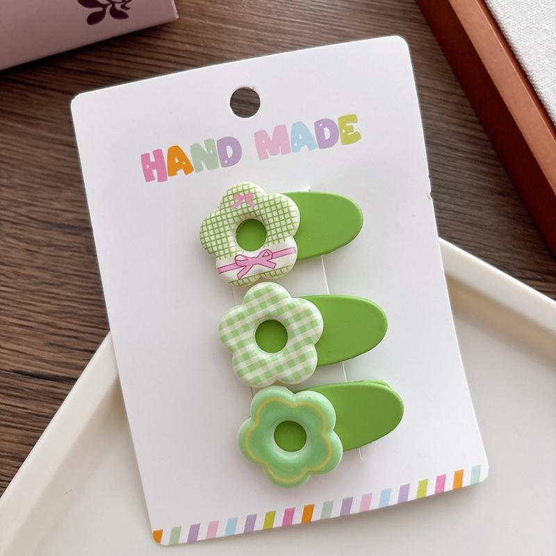 3Pcs/Set Korean Hair Clips Non Slip Girls Floral Barrettes for Baby Side Bangs Toddler Headwear Hair Accessories