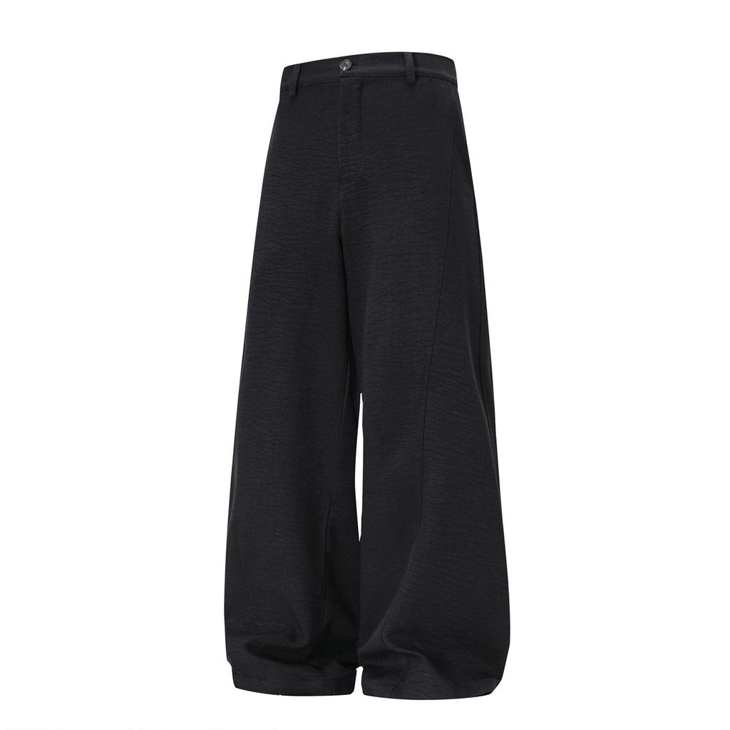 Textured Drape Trousers Men's Autumn Retro Old Money Imitation Linen Casual Trousers Structure Split Straight Trousers